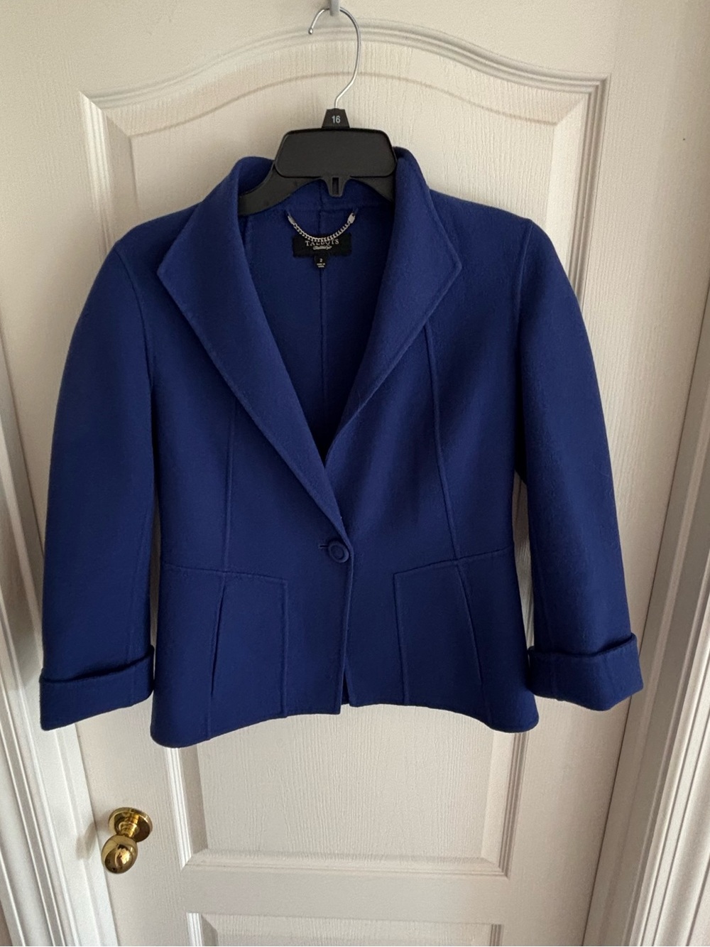 Talbots sz 2 Royal Blue Wool Blazer Jacket classic preppy academia office work